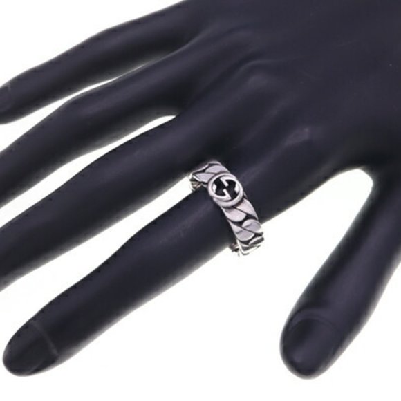 Gucci Ring Interlocking G Wide 661513 SV Sterling Silver 925 Size 18 Chain Me... - Picture 7 of 7